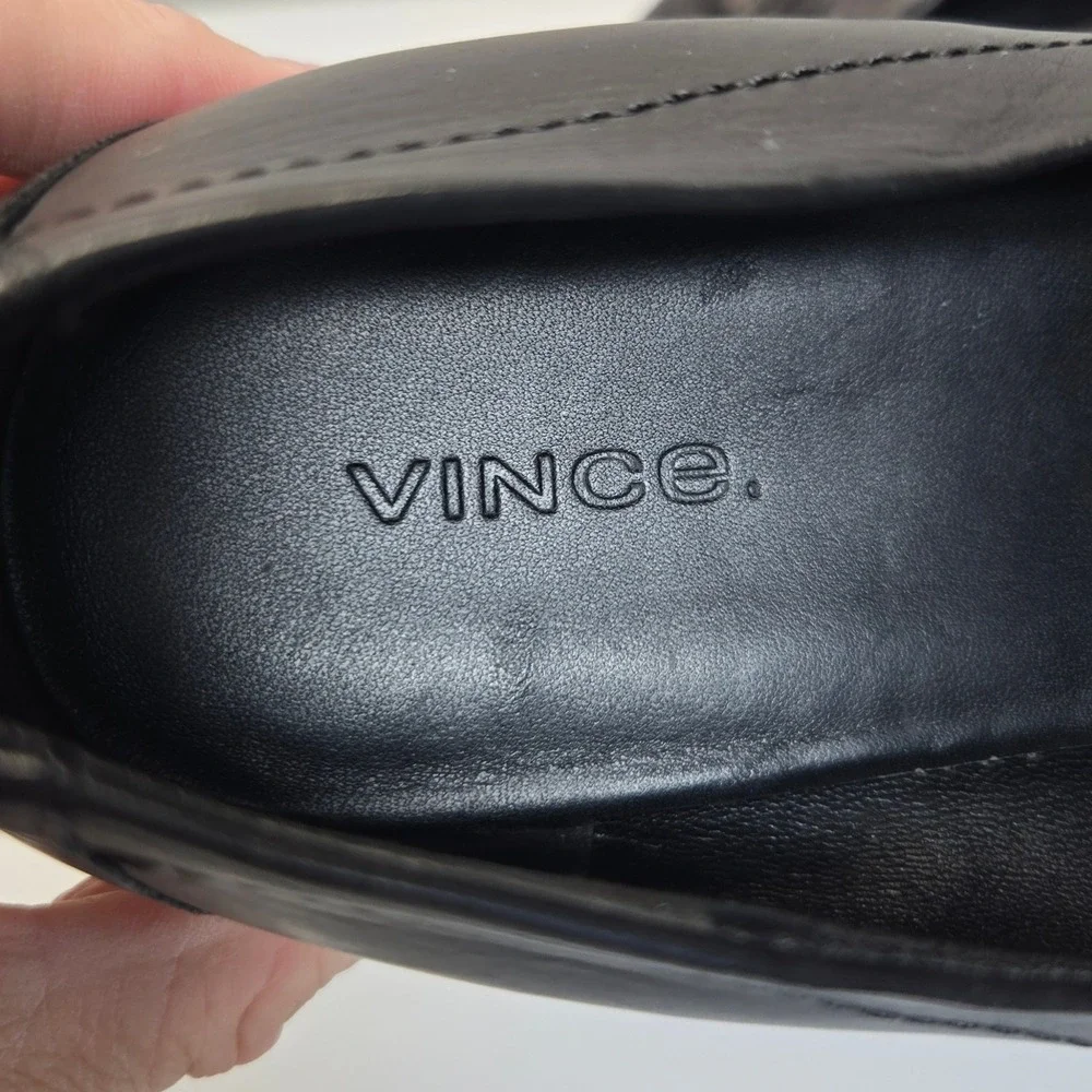 Vince Platform Loafers 10 Zeta Black Leather Slip On Shoes‎ Minimalist Comfort